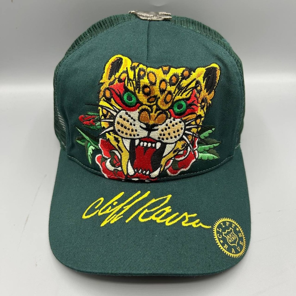 Vintage Cliff Raven Hat Green Ed Hardy Japanese tattoo Snap back Trucker Cap 90s